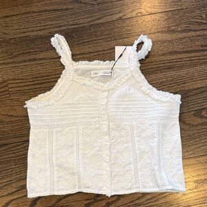 Zara Cream Lace Detail Crop Top